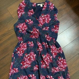 Navy and pink floral dress